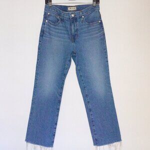 Madewell Cali Demi Boot Jeans in size 28, Enmore Wash, Raw Hem